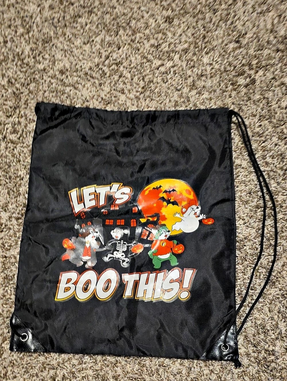 Buc-ee's Halloween Drawstring Trick or Treat Bag Black & Orange